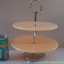 Load image into Gallery viewer, 1950s Vintage Perspeix Cake Stand with Peach Coloured Plates and Chrome Stand
