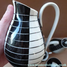 Load image into Gallery viewer, 1950s Polish Porcelain Coffee Set by Marian Pasich for Chodziez. Stylish and Extremely Rare Black and White Stripes Set
