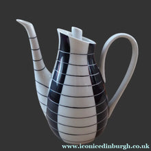 Load image into Gallery viewer, 1950s Polish Porcelain Coffee Set by Marian Pasich for Chodziez. Stylish and Extremely Rare Black and White Stripes Set
