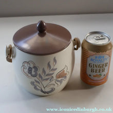 Load image into Gallery viewer, 1950’s Poole Twintone Biscuit Barrel with Stylised Floral TURDIANA Pattern. Designed by Ruth Pavely
