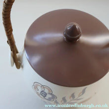 Load image into Gallery viewer, 1950’s Poole Twintone Biscuit Barrel with Stylised Floral TURDIANA Pattern. Designed by Ruth Pavely
