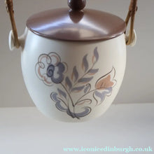 Load image into Gallery viewer, 1950’s Poole Twintone Biscuit Barrel with Stylised Floral TURDIANA Pattern. Designed by Ruth Pavely
