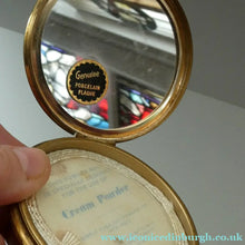 Load image into Gallery viewer, MASCOT Brand. Vintage 1950s POWDER COMPACT with Porcelain Plaque on the LID. Red Rose
