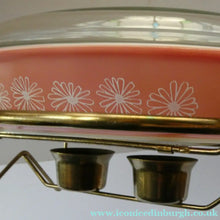Load image into Gallery viewer, Pyrex Casserole Dish and Stand Pink Daisy 1950s Original Box
