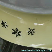 Load image into Gallery viewer, 1950s Vintage PYREX GAEITY Oval Divided Lidded Serving Dish Gaiety YELLOW SNOWFLAKE
