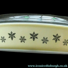 Load image into Gallery viewer, 1950s Vintage PYREX GAEITY Oval Divided Lidded Serving Dish Gaiety YELLOW SNOWFLAKE
