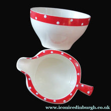 Load image into Gallery viewer, 1950s Red Domino Midwinter Stylecraft Milk Jug and Sugar Bowl
