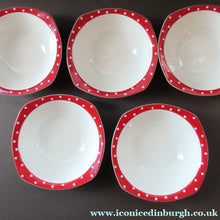 Load image into Gallery viewer, 1950s Red Domino Stylecraft Pudding Bowls
