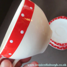 Load image into Gallery viewer, Red Domino Midwinter Coffee Cup and Saucer Side Plate 1950s Polka Dot
