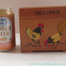 Load image into Gallery viewer, 1950s Wooden Card Box for Recipes Rooster Design
