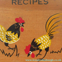 Load image into Gallery viewer, 1950s Wooden Card Box for Recipes Rooster Design
