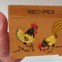Load image into Gallery viewer, 1950s Wooden Card Box for Recipes Rooster Design
