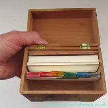 Load image into Gallery viewer, 1950s Wooden Card Box for Recipes Rooster Design

