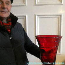 Load image into Gallery viewer, 1950s Ruby Red WHITEFRIARS LARGE Trail Vase. 8 Inches in height
