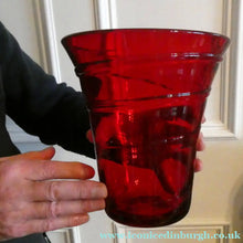 Load image into Gallery viewer, 1950s Ruby Red WHITEFRIARS LARGE Trail Vase. 8 Inches in height
