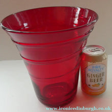 Load image into Gallery viewer, 1950s Ruby Red WHITEFRIARS LARGE Trail Vase. 8 Inches in height
