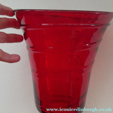 Load image into Gallery viewer, 1950s Ruby Red WHITEFRIARS LARGE Trail Vase. 8 Inches in height
