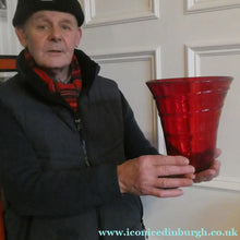 Load image into Gallery viewer, 1950s Ruby Red WHITEFRIARS LARGE Trail Vase. 8 Inches in height

