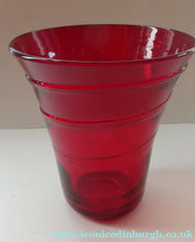 Load image into Gallery viewer, 1950s Ruby Red WHITEFRIARS LARGE Trail Vase. 8 Inches in height
