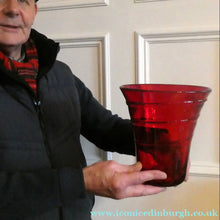 Load image into Gallery viewer, 1950s Ruby Red WHITEFRIARS LARGE Trail Vase. 8 Inches in height
