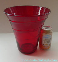 Load image into Gallery viewer, 1950s Ruby Red WHITEFRIARS LARGE Trail Vase. 8 Inches in height
