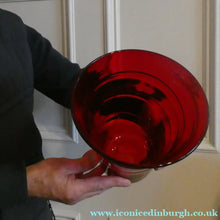 Load image into Gallery viewer, 1950s Ruby Red WHITEFRIARS LARGE Trail Vase. 8 Inches in height
