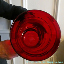 Load image into Gallery viewer, 1950s Ruby Red WHITEFRIARS LARGE Trail Vase. 8 Inches in height
