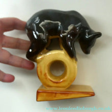 Load image into Gallery viewer, 1950s RUSSIAN Konakovo Majolica Acrobatic Bear - with 3NK (or Zeke / Zik mark). Made in the USSR
