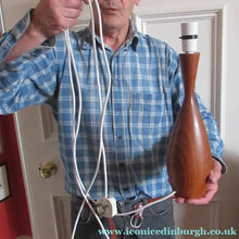 Load image into Gallery viewer, Vintage 1960s Turned Solid Teak Table Lamp
