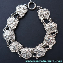 Load image into Gallery viewer, 1950s Scottish Silver Bracelet by Robert Allison. Nine Rampant Lion Panels. All Hallmarked - Scottish Silver Jewellery
