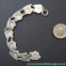 Load image into Gallery viewer, 1950s Scottish Silver Bracelet by Robert Allison. Nine Rampant Lion Panels. All Hallmarked - Scottish Silver Jewellery
