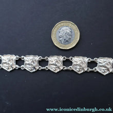 Load image into Gallery viewer, 1950s Scottish Silver Bracelet by Robert Allison. Nine Rampant Lion Panels. All Hallmarked - Scottish Silver Jewellery
