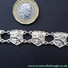 Load image into Gallery viewer, 1950s Scottish Silver Bracelet by Robert Allison. Nine Rampant Lion Panels. All Hallmarked - Scottish Silver Jewellery
