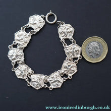 Load image into Gallery viewer, 1950s Scottish Silver Bracelet by Robert Allison. Nine Rampant Lion Panels. All Hallmarked - Scottish Silver Jewellery
