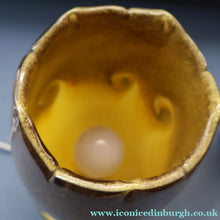 Load image into Gallery viewer, 1950s Scottish VASART Glass Tulip Lamp in Eye-Catching Yellow Shade with Tutti Frutti &amp; Black Flecks. WORKING
