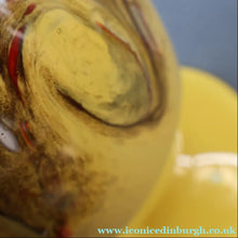 Load image into Gallery viewer, 1950s Scottish VASART Glass Tulip Lamp in Eye-Catching Yellow Shade with Tutti Frutti &amp; Black Flecks. WORKING
