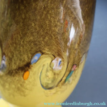 Load image into Gallery viewer, 1950s Scottish VASART Glass Tulip Lamp in Eye-Catching Yellow Shade with Tutti Frutti &amp; Black Flecks. WORKING
