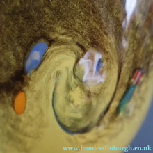 Load image into Gallery viewer, 1950s Scottish VASART Glass Tulip Lamp in Eye-Catching Yellow Shade with Tutti Frutti &amp; Black Flecks. WORKING
