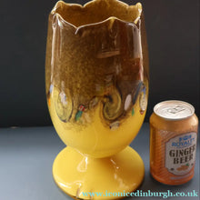 Load image into Gallery viewer, 1950s Scottish VASART Glass Tulip Lamp in Eye-Catching Yellow Shade with Tutti Frutti &amp; Black Flecks. WORKING

