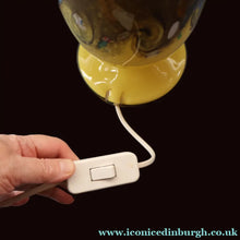 Load image into Gallery viewer, 1950s Scottish VASART Glass Tulip Lamp in Eye-Catching Yellow Shade with Tutti Frutti &amp; Black Flecks. WORKING - British
