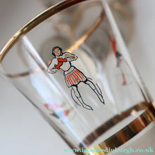 Load image into Gallery viewer, 1950s. Set of FIVE Good Quality Tall Schooners or Beer Glasses with Skaters
