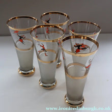 Load image into Gallery viewer, 1950s. Set of FIVE Good Quality Tall Schooners or Beer Glasses with Skaters
