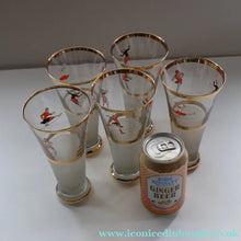 Load image into Gallery viewer, 1950s. Set of FIVE Good Quality Tall Schooners or Beer Glasses with Skaters
