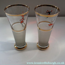 Load image into Gallery viewer, 1950s. Set of FIVE Good Quality Tall Schooners or Beer Glasses with Skaters
