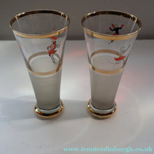 Load image into Gallery viewer, 1950s. Set of FIVE Good Quality Tall Schooners or Beer Glasses with Skaters
