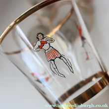 Load image into Gallery viewer, 1950s. Set of FIVE Good Quality Tall Schooners or Beer Glasses with Skaters

