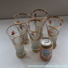 Load image into Gallery viewer, 1950s. Set of FIVE Good Quality Tall Schooners or Beer Glasses with Skaters
