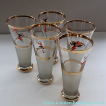 Load image into Gallery viewer, 1950s. Set of FIVE Good Quality Tall Schooners or Beer Glasses with Skaters
