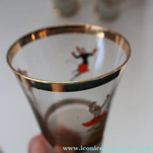 Load image into Gallery viewer, 1950s. Set of FIVE Good Quality Tall Schooners or Beer Glasses with Skaters
