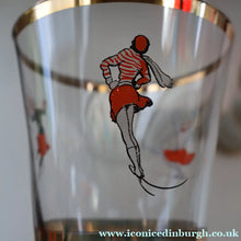 Load image into Gallery viewer, 1950s. Set of FIVE Good Quality Tall Schooners or Beer Glasses with Skaters
